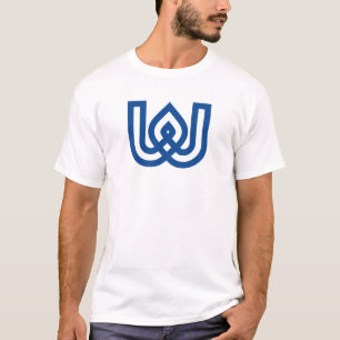 T-shirt Monogramme lettre géométrique bleue W