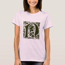 Monogramme lettre N vintage vert William Morris