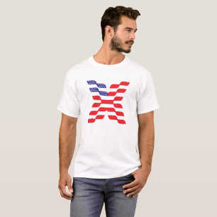 T-shirt Monogramme Lettre X Drapeau États-Unis