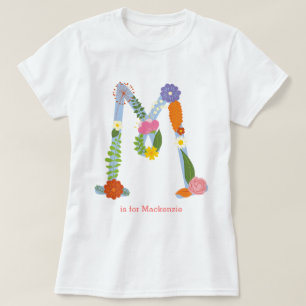 T-shirt Monogramme lunatique personnalisé de fleur (m)