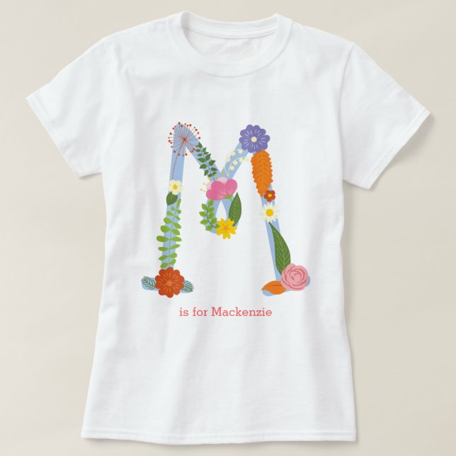 T-shirt Monogramme lunatique personnalisé de fleur (m) (Design devant)