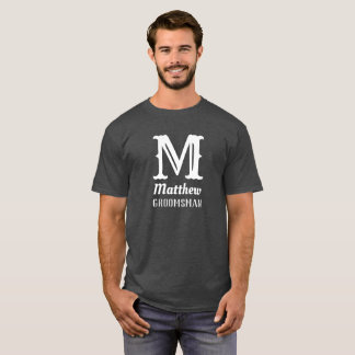 T-shirt Monogramme masculin personnalisé Mariage gris
