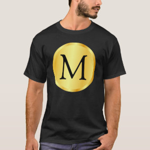 T-shirt Monogramme Modèle Faux Gold Elégant Noir tendance