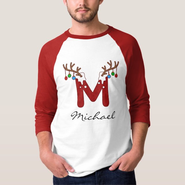 T-shirt Monogramme Noël Famille Correspondances Vacances P (Devant)