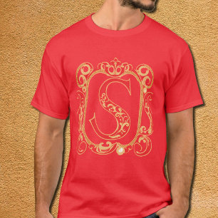 T-shirt Monogramme ornemental antique - Capital S
