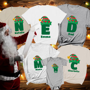 T-shirt Monogramme Personnalisé Avec Nom Noël