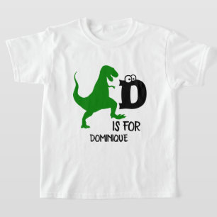T-shirt Monogramme personnalisé D pour Dinosaur mignon T R