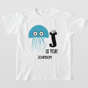 T-shirt monogramme personnalisé J est pour méduse drôle
