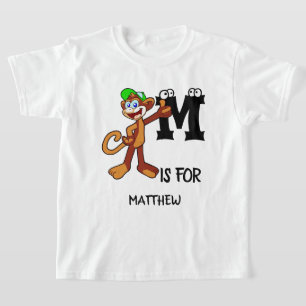 T-shirt Monogramme personnalisé M est pour singes l'illust