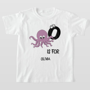 T-shirt monogramme personnalisé O pour Octopus vie aquatiq