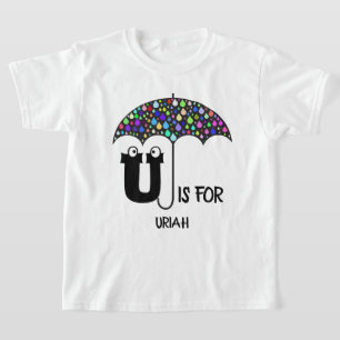 T-shirt monogramme personnalisé U est pour Umbrella nom mi