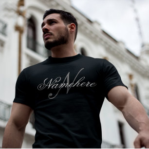 T-shirt Monogramme personnalisé unique en noir et blanc 