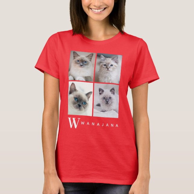 T-shirt Monogramme photo pour animaux de compagnie de l'un (Devant)