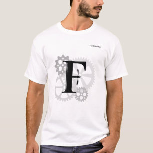 T-shirt Monographie mécanique personnalisable. "F" initial