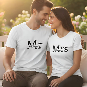 T-shirt Monsieur Nom de Famille Couples Personnalisés Homm