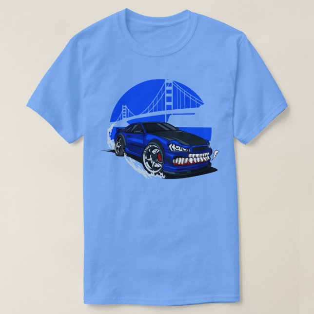 T-shirt Monster blue drift car (Design devant)