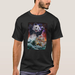 T-shirt Monster Giant Panda En Attaquant Un Bateau De Guer