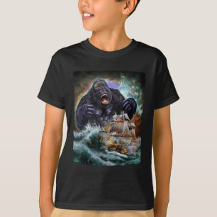 T-shirt Monster Gorilla En Kraken Attaque Un Bateau De Gue