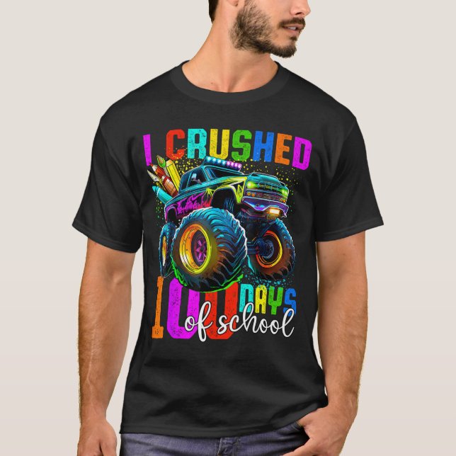 T-shirt Monster Truck 100th Day Of School Boys 100 Days Of (Devant)