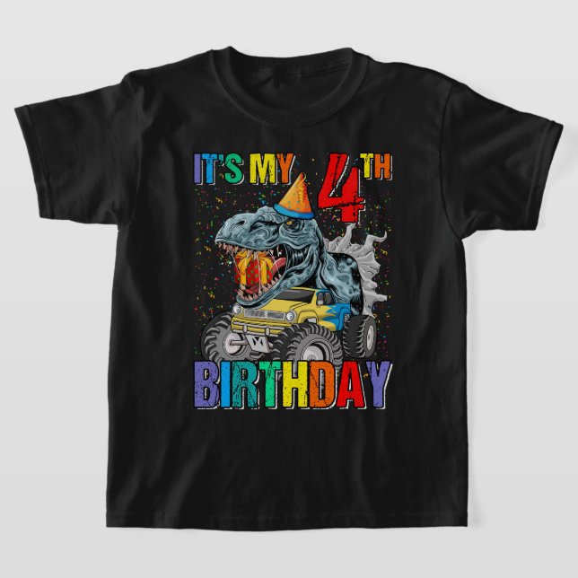 T-shirt Monster Truck 4 ans Tee 4 anniversaire Boy Mons (Poser)