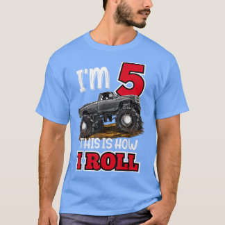 T-shirt Monster Truck 5th Birthday Funny 5 Year Old Birthd
