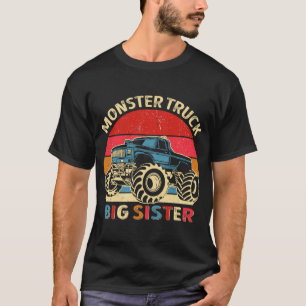 T-shirt Monster Truck Big Sister Matching Famille Annivers