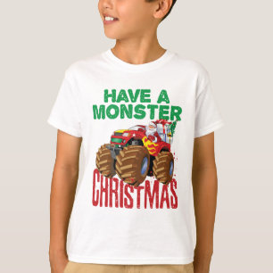 T-shirt Monster Truck Noël Santa Claus Garçons Enfants