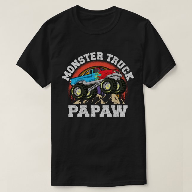 T-shirt Monster Truck Papaw Correspondante Famille Grand-p (Design devant)