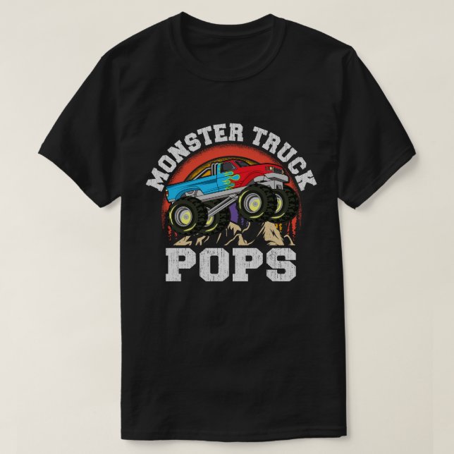 T-shirt Monster Truck Pops Correspondant Famille Grand-Pèr (Design devant)
