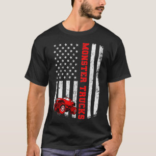 T-shirt Monster Trucks American USA Drapeau Patriotique Mo