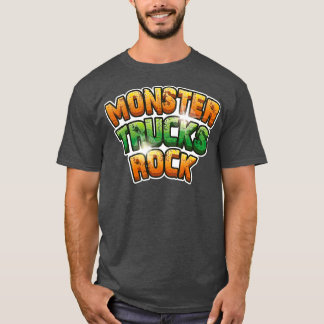 T-shirt Monster Trucks Rock Green et Orange Rock Text