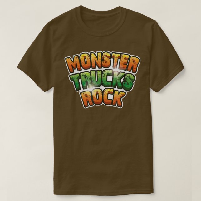 T-shirt Monster Trucks Rock - Texte vert et orange Rock (Design devant)