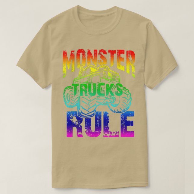 T-shirt Monster Trucks Rule top pour Rainbow 2 (Design devant)