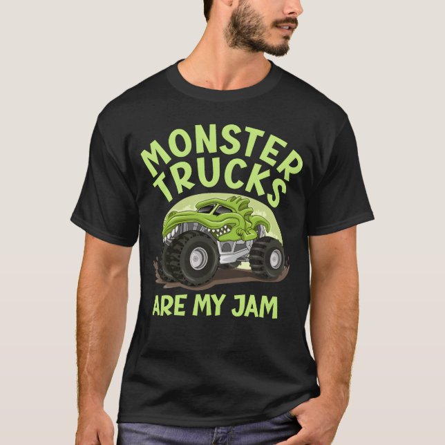 T-shirt Monsterrucks Are My Jam Birthday Boy funny (Devant)