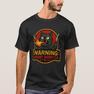 T-shirt Monstre affamé drôle chat japonais graphique