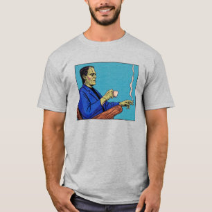 T-shirt Monstre de Frankenstein Pop Art buvant du thé en d