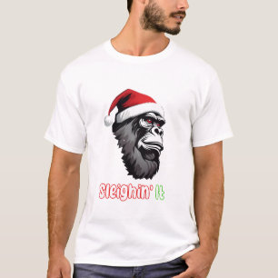 T-shirt Monstre de Noël Gorille Noël Chapeau de Noël