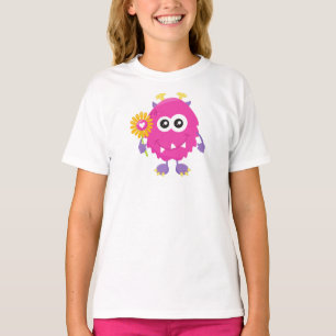 T-shirt Monstre de printemps, Monstre rose, Fleurs, Cornes