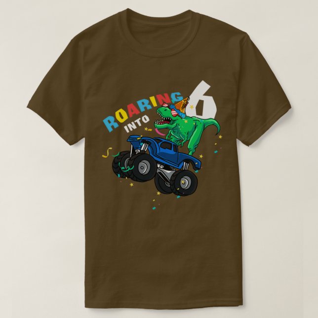 T-shirt Monstre Dinosaure de fête du 6° anniversaire (Design devant)