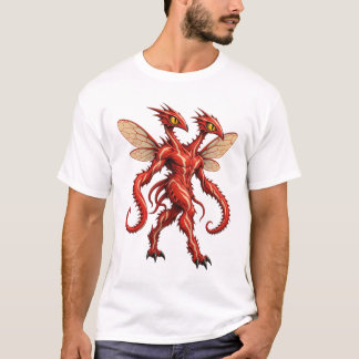 T-shirt Monstre fantastique dragon extraterrestre rouge à