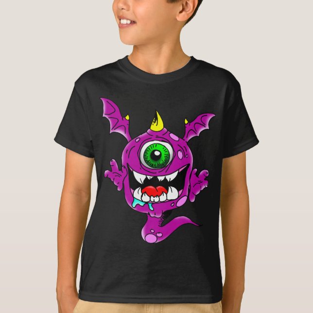 T-shirt Monstre pourpre mignon de mangeur de personnes (Devant)