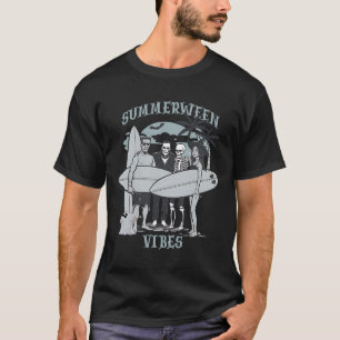 T-shirt Monstres de surf Clic Vibes d'Halloween Graphique