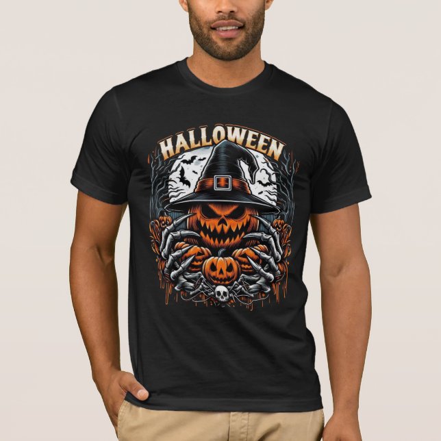 T-shirt Monstrous Jack-O'-Lantern Spooky Witch Halloween (Devant)