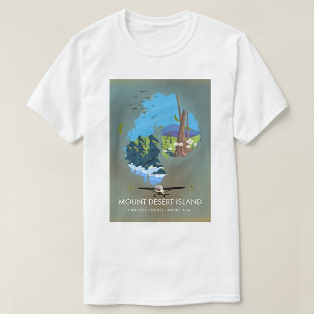T-shirt Mont Desert Island, comté de Hancock, Maine, États (Design devant)