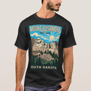 T-shirt Mont Rushmore Dakota du Sud Affiche de voyage vint