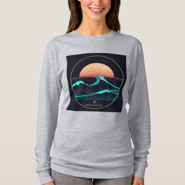 T-shirt Montabeach Minimalist Ocean Wave Logo Design (Devant)