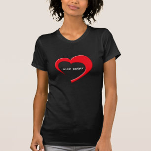 T - Shirt Montages Coeur II (rot auf Dunkelheit)
