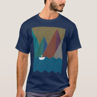 T-shirt Montagne et vagues minimalistes