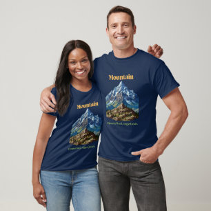 T-shirt Montagne : Terres élevées, Pics Rocheux. Bleu Mari
