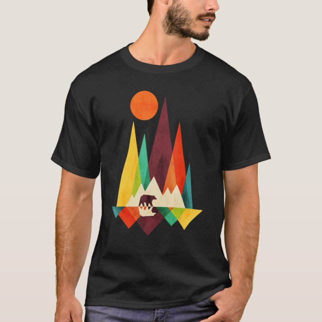 T-shirt Montagnes Ours Soleil Abstrait (Devant)